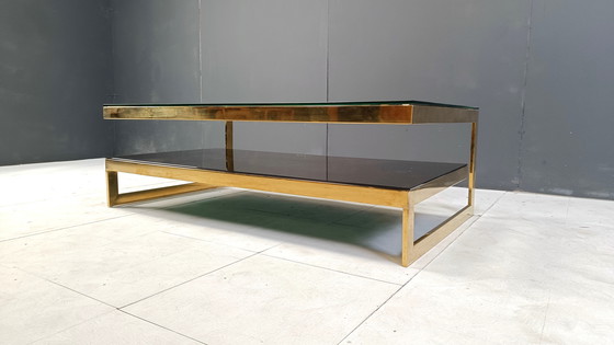 Image 1 of Table basse vintage à deux étages en belgochrome 23kt, 1970