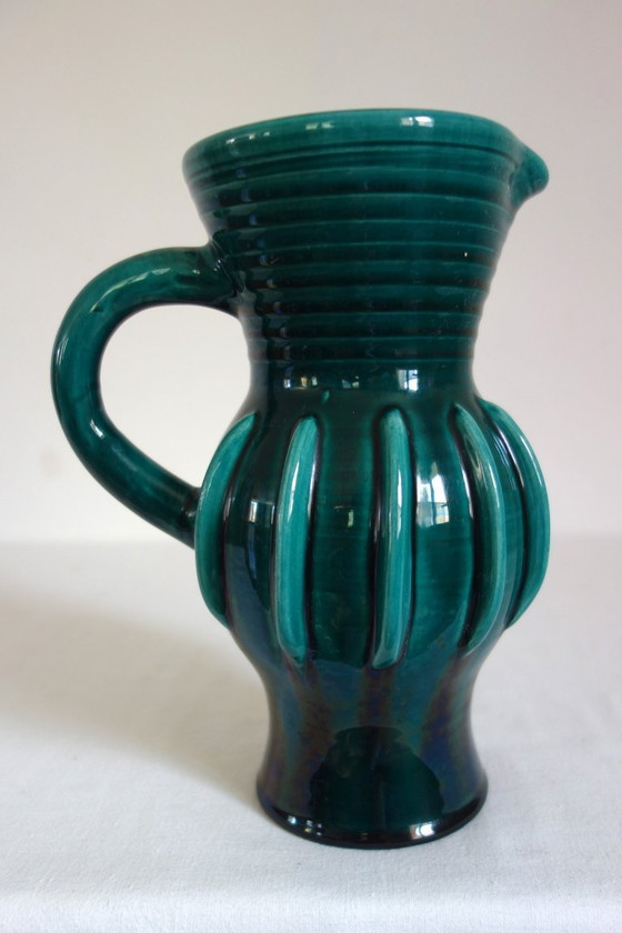 Vaso brocca in ceramica Accolay, anni '60, Accessori da tavola, Verde, Vintage (foto 2 di 12)