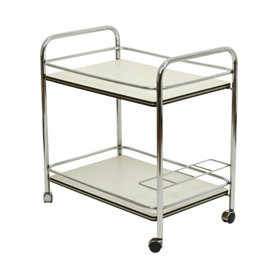 Image 1 of Vintage Drink Trolley Serving Cart Chrome Sixties