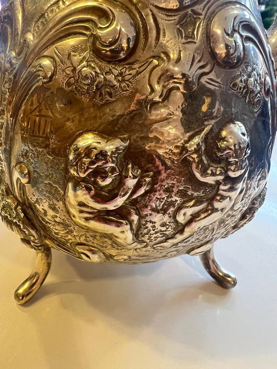 Image 1 of Barokke koffiepot van massief 800 zilver, gemerkt, ca. 1900-1920, geboorte pot