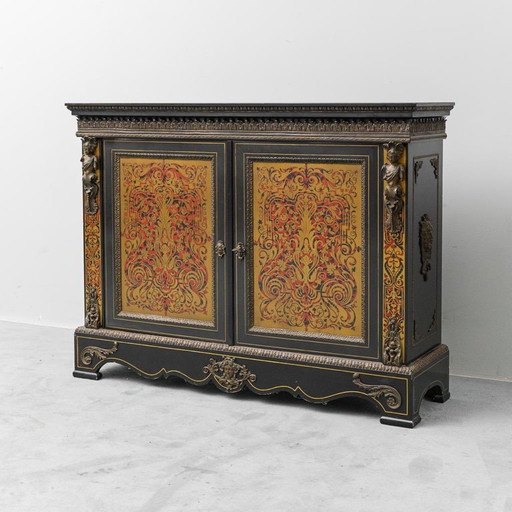 VINTAGE FRENCH RENAISSANCE STYLE BOULLE SIDEBOARD HAND PAINTED 19TH CENTURY