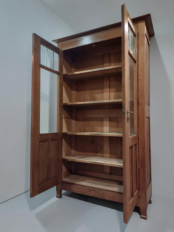 Armario antiguo, librería escolar de Ámsterdam, estilo Art Déco. – Wood, Glass (photo 5 of 11)