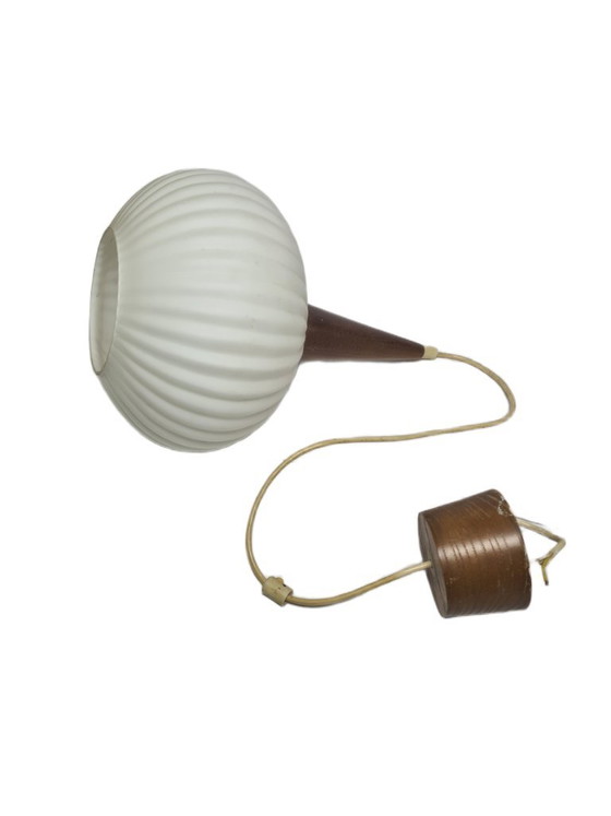 Postmodern Pendant Lamp, Germany, 1960s – Glass, Wood (photo 7 of 9)