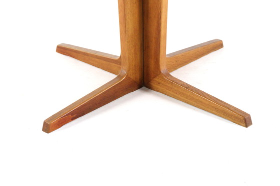 Image 1 of Bernhard Pedersen and Son round 2x extendable dining table Danish vintage