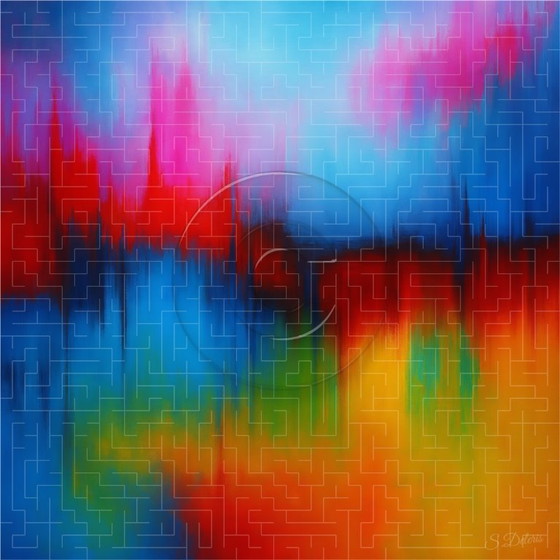Image 1 of Colorful Abstract Acrylic Painting on Canvas / 60x60 cm