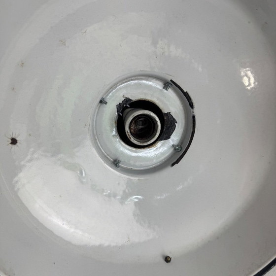 Image 1 of PAIRE D’ANCIENNES SUSPENSIONS EMAILLÉES « MAZDA » 35 CM INDUSTRIEL