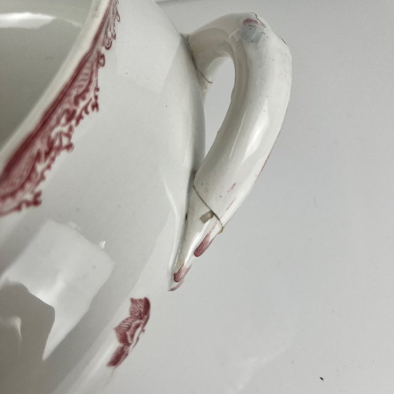 Sopera Sarreguemines, modelo "Fontange", roja, 1918-1950 – Loza, Ceramic, Vintage (photo 8 of 14)