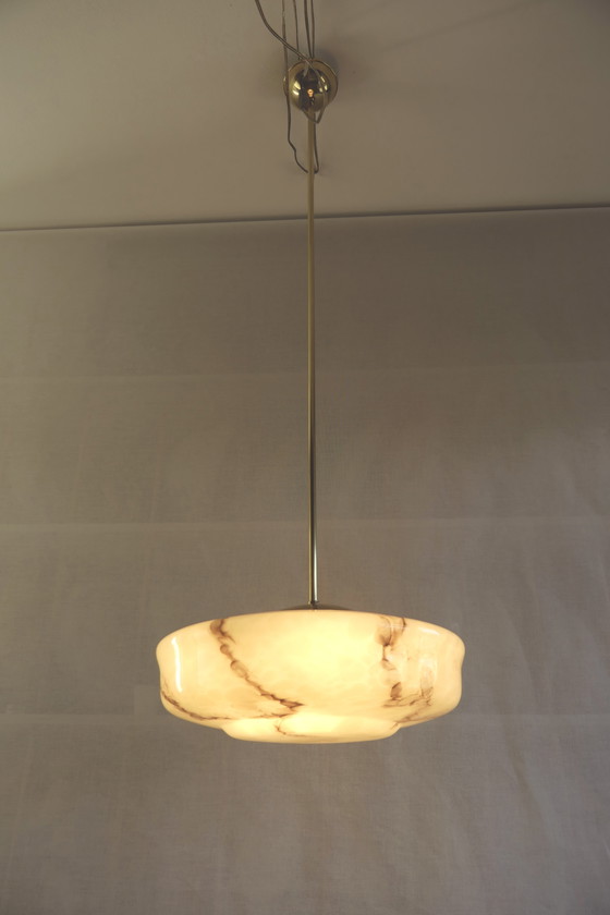 Image 1 of Lampada da soffitto Art Déco in vetro marmorizzato beige marrone
