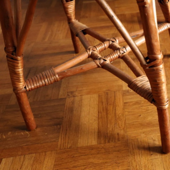 Image 1 of ❤️Vintage rotan krukje, cultureel meubilair uit de DDR, midden van de 20e eeuw
