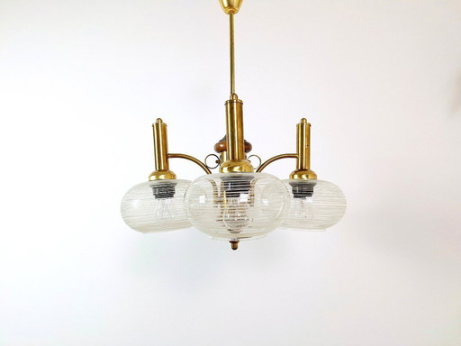Mid Century Chandelier / Vintage Pendant Light / Rustic Elegant Light Fixture / Yugoslavia 1970's / Hanging Lamp