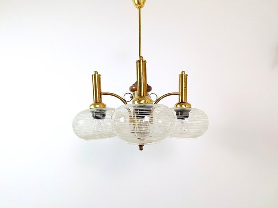 Image 1 of Mid Century Chandelier / Vintage Pendant Light / Rustic Elegant Light Fixture / Yugoslavia 1970's / Hanging Lamp