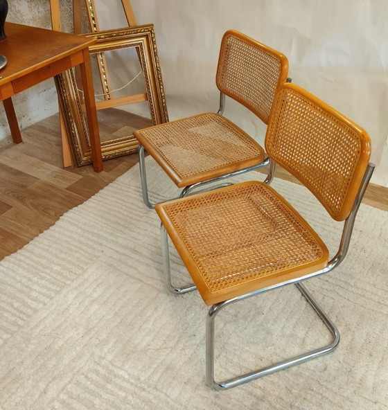 Sedia Cesca B32 timbrata di Marcel Breuer, Italia – Sedie da pranzo, Rattan, Wood (photo 5 of 10)