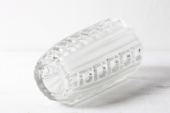 Image 1 of Vintage Clear Pressed Glass Vase / Bohemia Glass / 1950s