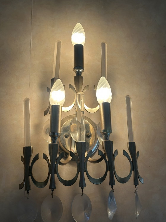 Museum-Quality 6-Piece Chandelier Set by Gaetano Sciolari 1970s – Metal, Chrome (photo 12 of 13)