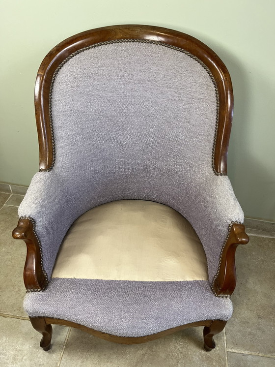 Image 1 of Lila Louis Philippe-stijl fauteuil