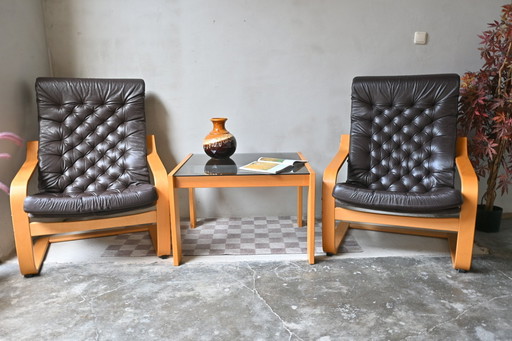 Ensemble fauteuil/table d'appoint vintage POEM Noboru Nakamura/Ikea