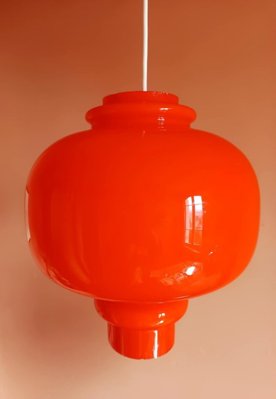Image 1 of 2 lampade a sospensione arancioni di Hans-Agne Jakobsson, 1960