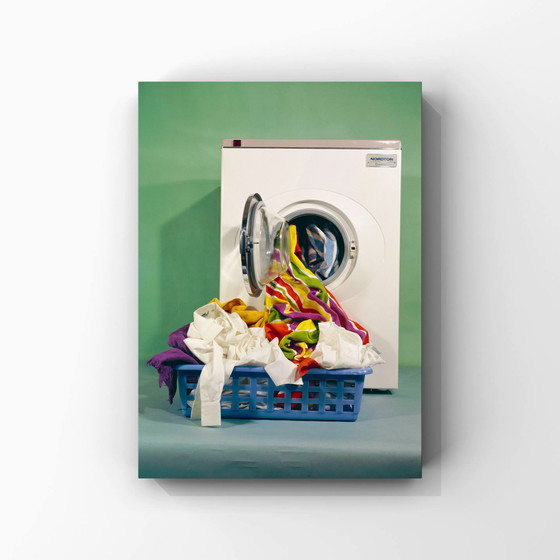 Image 1 of 1x Publicité du milieu du siècle, vers 1965 | Machine à laver sur fond vert