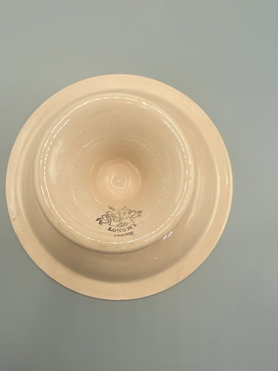 Antieke Longwy Betty Model Compoteschaal – Roze Art Deco Faience – Circa 1925 – Decoratieve objecten (photo 3 of 5)