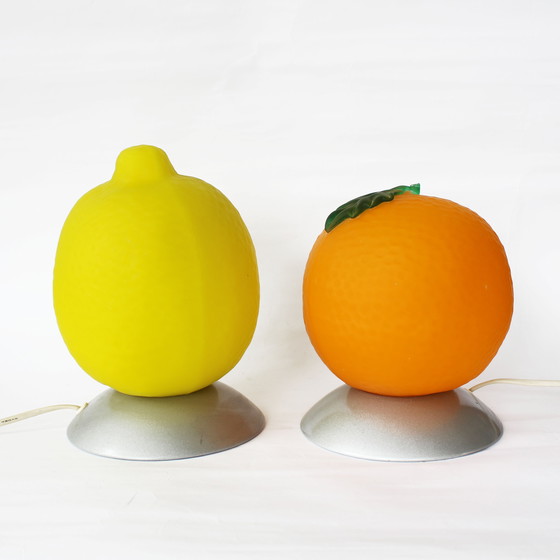 Image 1 of Vintage IKEA Orange & Lemon Fruit Table Lamp Set