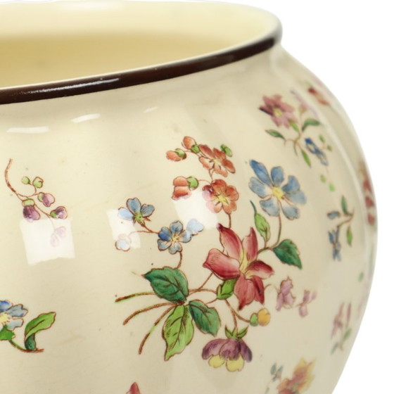 Image 1 of Large Polychrome Flower Pot Cache Pot Longchamp France 36cm