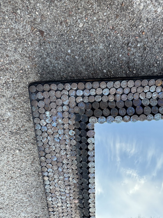 Image 1 of Brutalist style studded mirror from the 1950s
