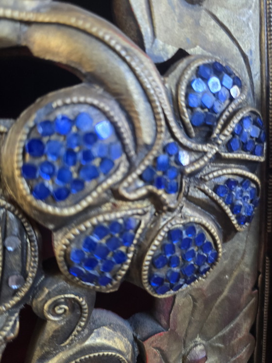 Image 1 of Exklusiver thailändischer Holzschnitzschrank mit Glasmosaik