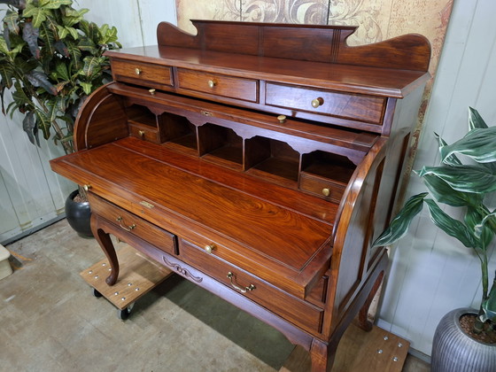 Image 1 of Scrivania classica americana a cilindro, scrittoio, scrivania, secretaire, dimensioni: 122x55cm e altezza 77/125cm.