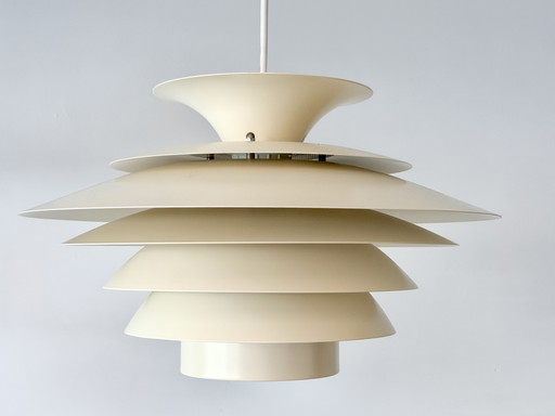 Suspension vintage scandinave à 7 couches – Crème/Ivoire – Par JEKA, Denmark, années 1960