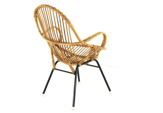 Image 1 of Set of 3 rattan armchairs + vintage rattan coffee table, Rohe, Noordwolde