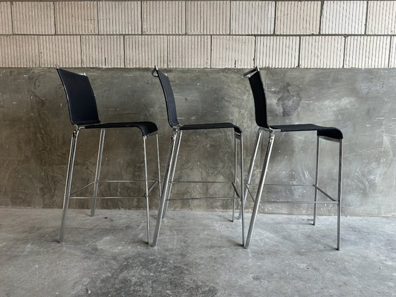 Image 1 of 4 taburetes de bar Bontempi Casa NET – tejido de red negro/cromo