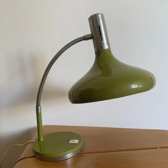 Lampe de bureau vintage Space Age, Années 70, Métal, Vert, Mid Century Modern (photo 2 sur 10)