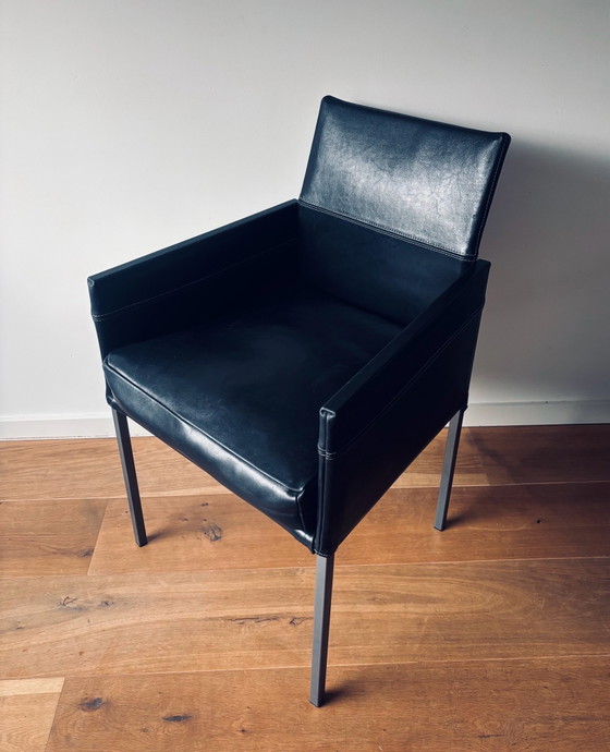 4x KFF Texas Sedie da pranzo – pelle nera con gambe in acciaio inossidabile – Metallo (photo 7 of 15)
