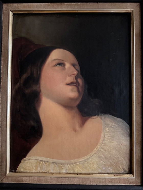 Image 1 of Retrato de una mujer, 1880-1910, óleo sobre lienzo.