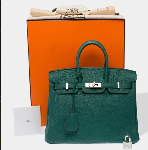 Sac HERMES Birkin 25 en Cuir Vert - 103291