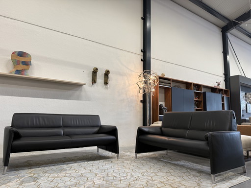 2 Leolux Felizia Sofa 2.5 low & 2 Seater high Senso Black