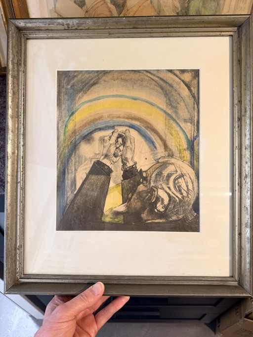 Jan Toorop 1858-1928 / Lithographie - La Prière (Autoportrait) 1927