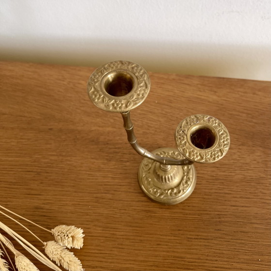 Image 1 of Double brass candlestick