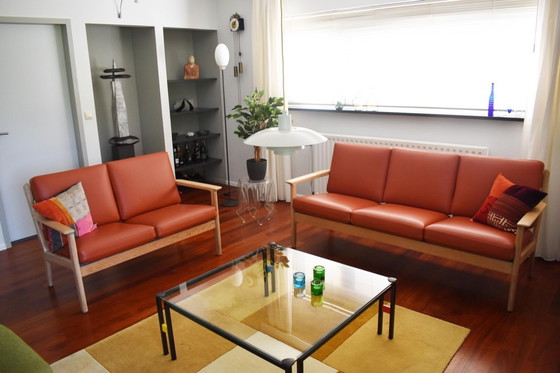 Image 1 of two Hans Wegner benches; Danish oak; Japandi style