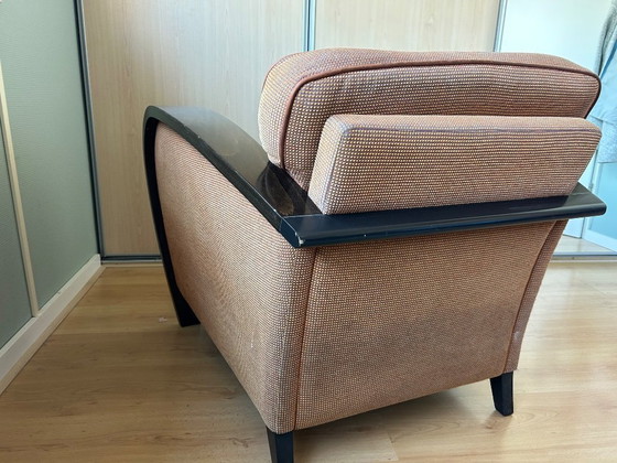 Zarah-Club-Sessel. | Sitzbank mit Hocker/Fußhocker – Bench, Textile, Wood (photo 4 of 6)