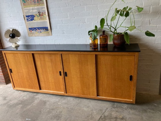 Image 1 of Vintage school cupboard sliding door cupboard dresser XL