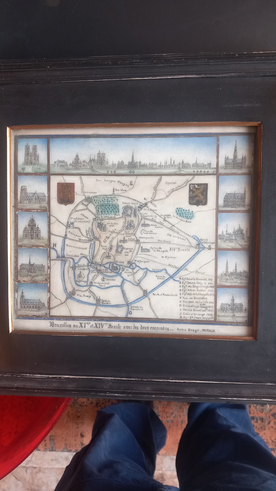 Image 1 of “Bruxelles au XIᵉ et XIVᵉ siècle avec les deux enceintes”* signée *André Basyn*, 