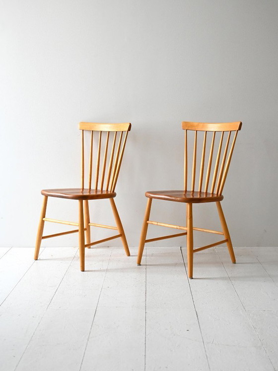 Image 1 of Pair of Vintage Scandinavian Pinstolar Chairs