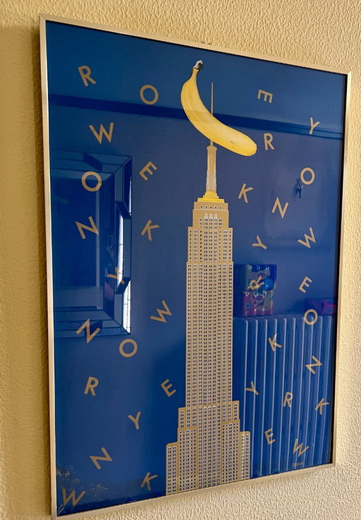 Razzia – New York Vintage screen print poster ca. 1990 - brass frame – lithos zeefdrukken, Paper