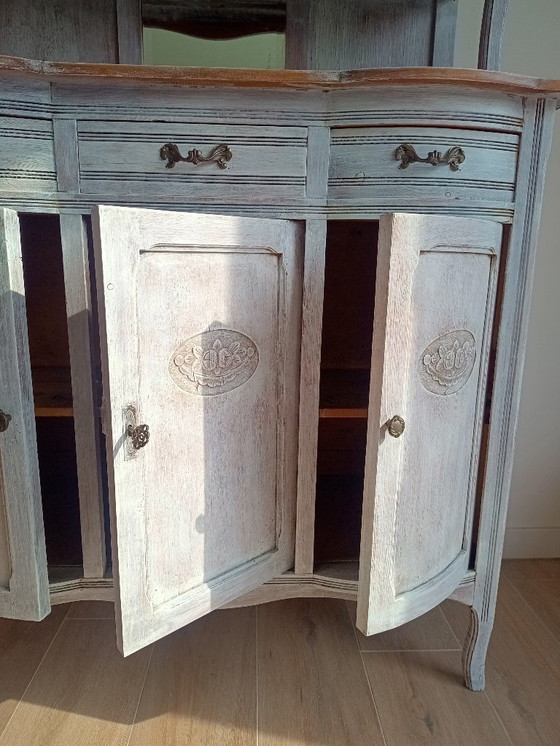 Image 1 of Antique sideboard with leaded glass and mirror