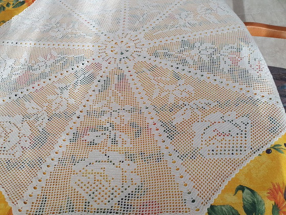 Unique Handmade Round Vintage Crochet Blanket, approx. 100 cm Diameter, Eigene Handarbeit, selbst gefertigt (photo 10 of 10)
