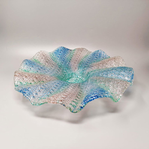 Centro de mesa grande de Erling Torvits en azul, rosa y verde en cristal de Murano