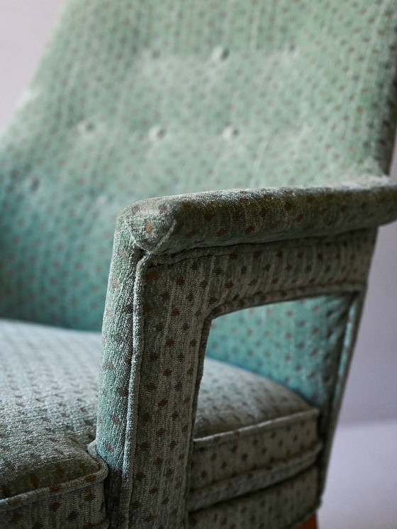 Image 1 of Coppia di poltrone vintage scandinave verde menta degli anni '50