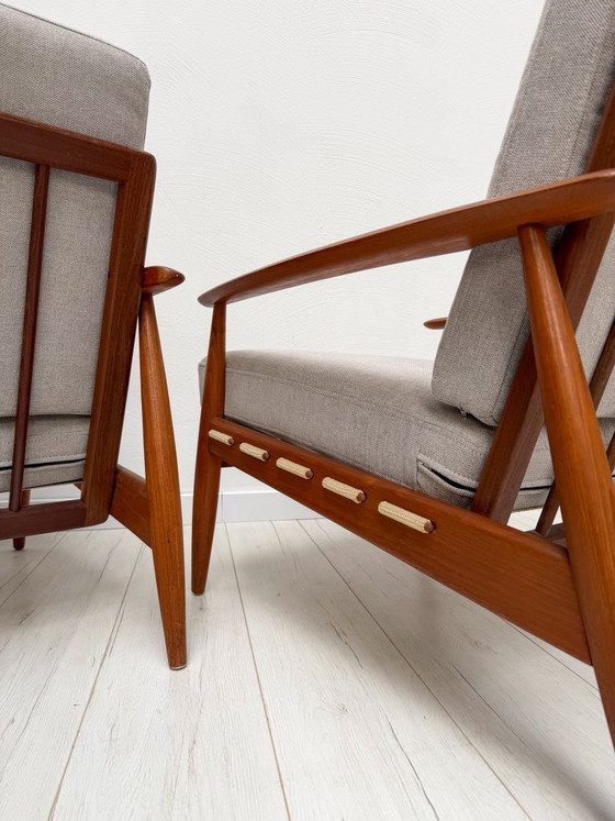 Image 1 of 1/2 Poltrona danese in teak anni '60 – Poltrona lounge di metà secolo con rivestimento nuovo