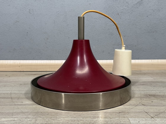 Image 1 of Red metal pendant lamp 1960s
